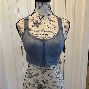 PinkActive Blue Zip-Front Sports Bra